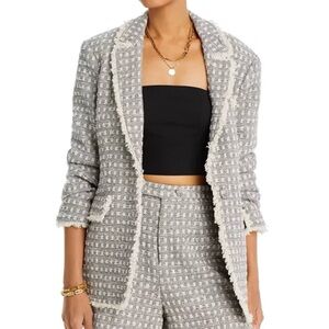 Cinq à Sept Gray and Cream Textured Blazer